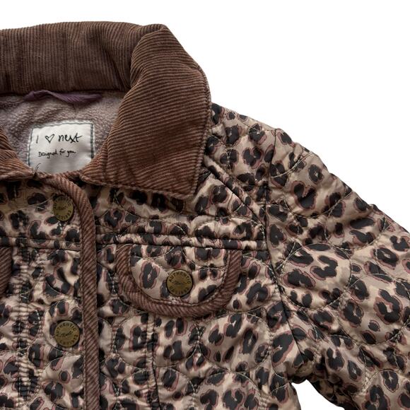 Next Animal Print Fleece Lined Quilted Coat Size 3-4y - Picture 3 of 6